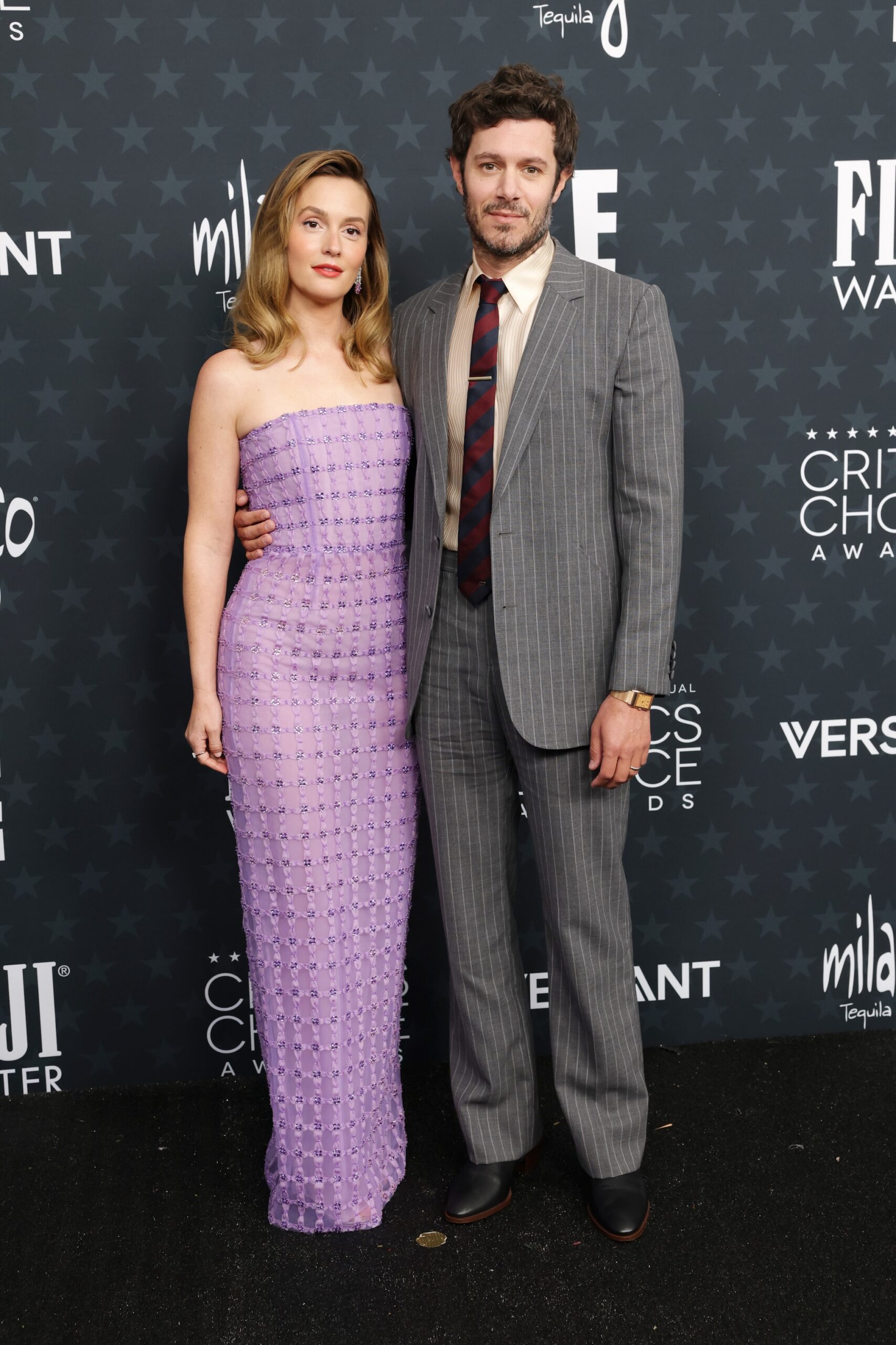 Leighton Meester and Adam Brody attend the 31st Annual Critics Choice Awards at Barker Hangar on January 04, 2026 in Santa Monica, California.