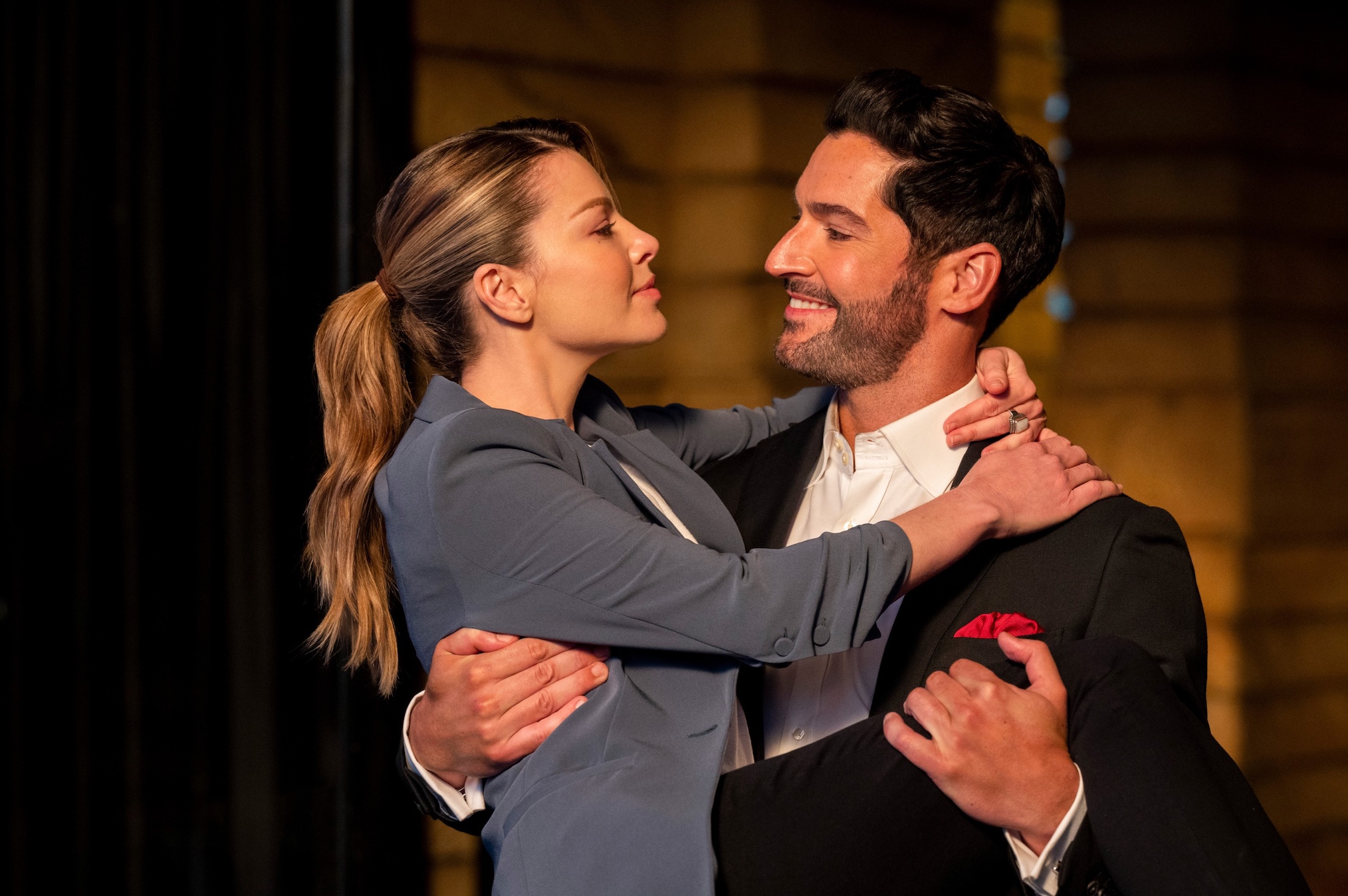 LUCIFER, from left: Lauren German, Tom Ellis, ‘Yabba Dabba Do Me', (Season 6, ep. 603, aired Sept. 10, 2021).