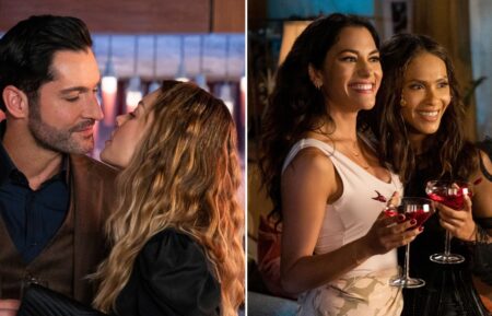 Lucifer and Chloe (left) and Maze and Eve (right) in 'Lucifer'