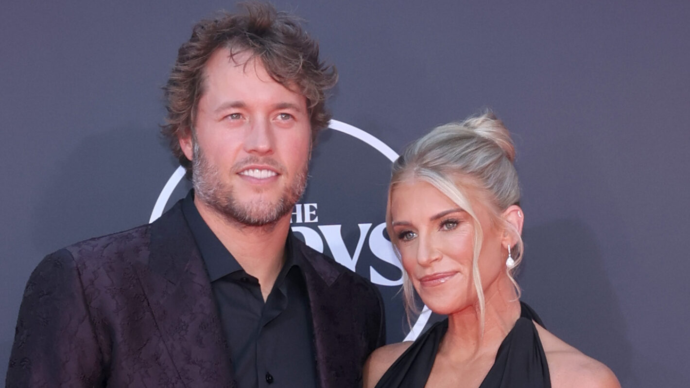 Matthew Stafford and Kelly Hall attend the 2025 ESPY Awards at Dolby Theatre on July 16, 2025 in Hollywood, California