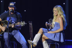 Riley Green and Megan Moroney perform onstage during Audacy’s Stars and Strings, presented by Discover at Hard Rock Live at Seminole Hard Rock Hotel