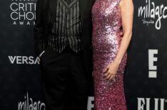 Michael Emerson and Carrie Preston attend the 31st Annual Critics Choice Awards at Barker Hangar on January 04, 2026 in Santa Monica, California.