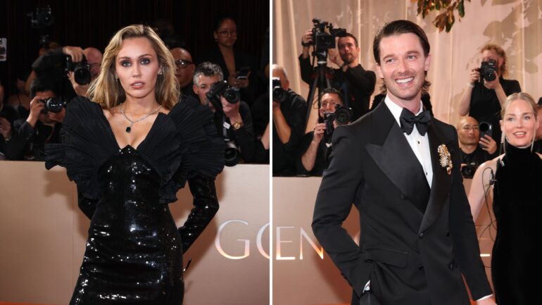 Miley Cyrus and Patrick Schwarzenegger at the Golden Globes 2026