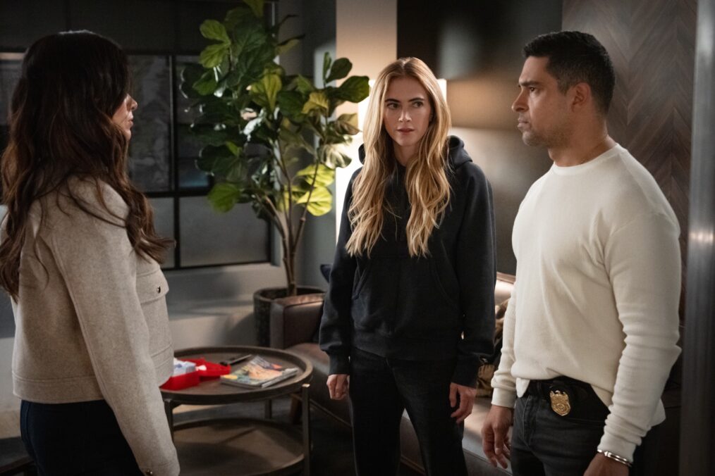 Katrina Law as NCIS Special Agent Jessica Knight, Emily Wickersham as Eleanor “Ellie” Bishop , and Wilmer Valderrama as Special Agent Nicholas “Nick” Torres — 'NCIS' Season 23 Episode 10 