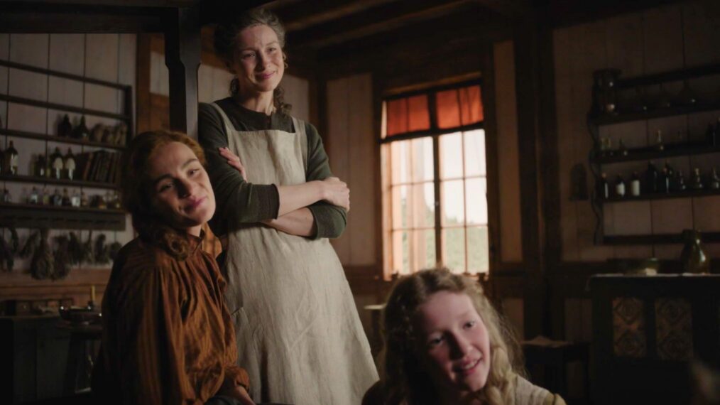 Sophie Skelton, Caitriona Balfe, and Florrie May Wilkinson in 'Outlander' Season 8
