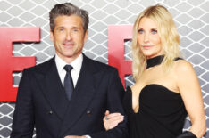 Patrick Dempsey and Jillian Fink attend the 'Ferrari' Sky Premiere at Odeon Luxe Leicester Square on December 04, 2023 in London