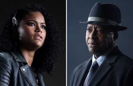 Tamara Smart as Thalia Grace and Courtney B. Vance as Zeus in the 'Percy Jackson and the Olympians' Season 2 finale