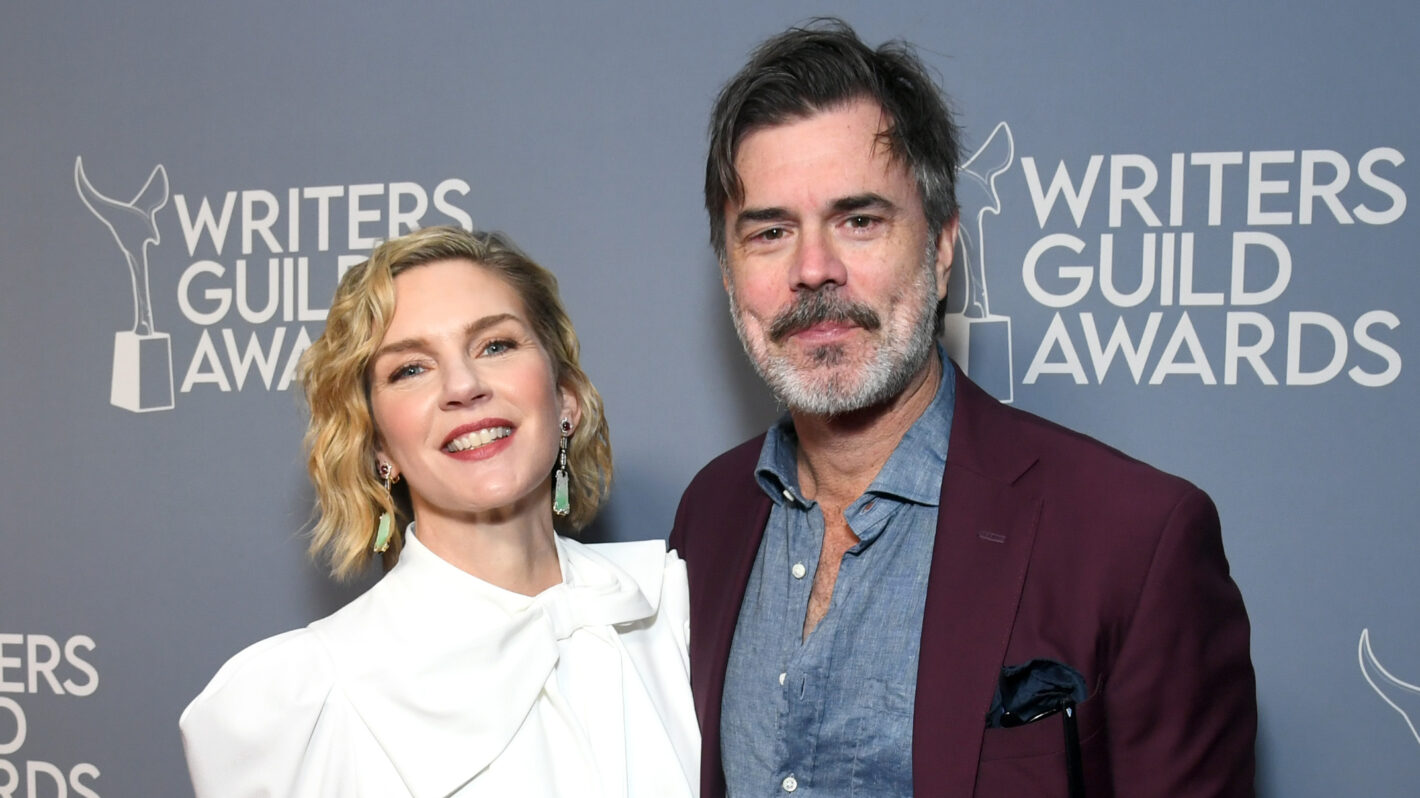 Rhea Seehorn and Graham Larson attend the 2025 Writers Guild Awards Los Angeles Ceremony at The Beverly Hilton on February 15, 2025 in Beverly Hills