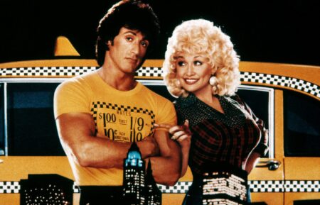 RHINESTONE, from left: Sylvester Stallone, Dolly Parton, 1984,