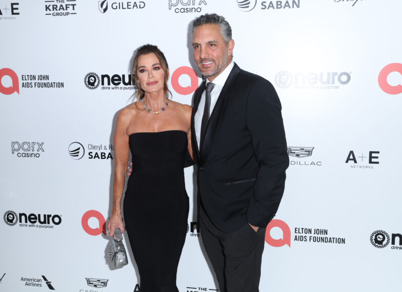 Kyle Richards and Mauricio Umansky attend Elton John AIDS Foundation's 31st annual academy awards viewing party on March 12, 2023 in West Hollywood