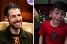 (left) Rob Cesternino on Season 4 of 'The Traitors', (right) Rob's son crying after he was murdered on the show