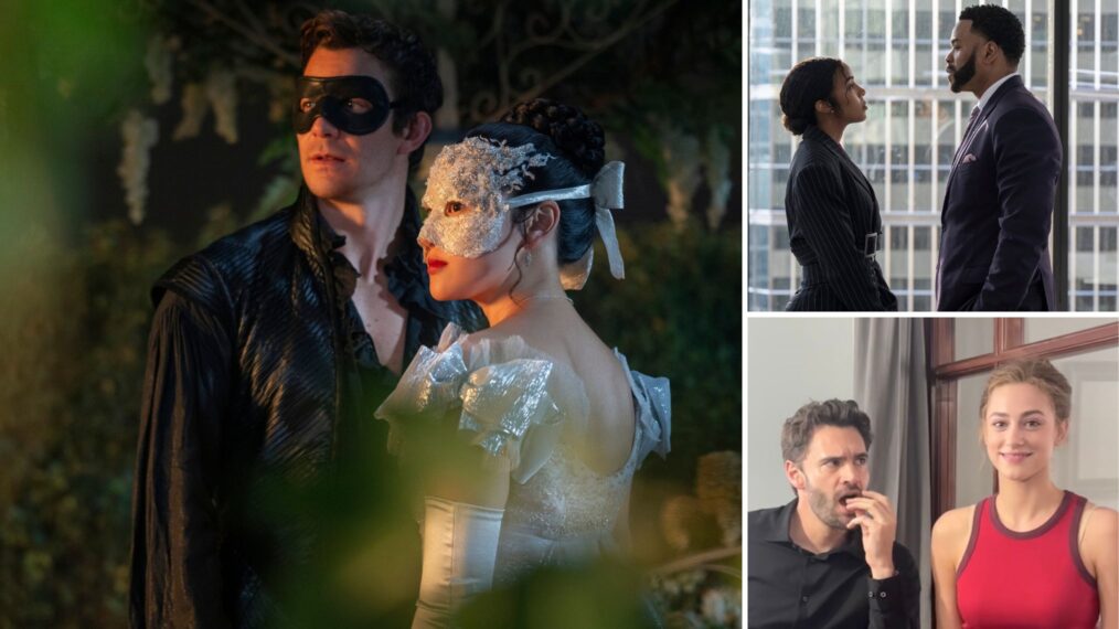 Luke Thompson and Yerin Ha in 'Bridgerton' Season 4, Kelly Rowland and Method Man in 'Relationship Goals,' Tom Bateman and Lili Reinhart in 'The Love Hypothesis'