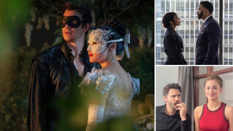 Luke Thompson and Yerin Ha in 'Bridgerton' Season 4, Kelly Rowland and Method Man in 'Relationship Goals,' Tom Bateman and Lili Reinhart in 'The Love Hypothesis'