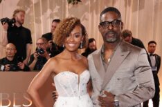Ryan Michelle Bathe and Sterling K. Brown attend the 83rd Annual Golden Globe Awards at The Beverly Hilton on January 11, 2026 in Beverly Hills, California.