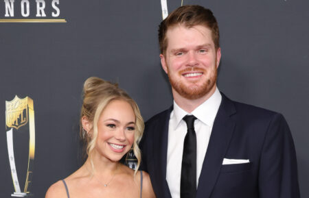 Katie Hoofnagle and Sam Darnold attend the 14th Annual NFL Honors at Saenger Theatre on February 06, 2025