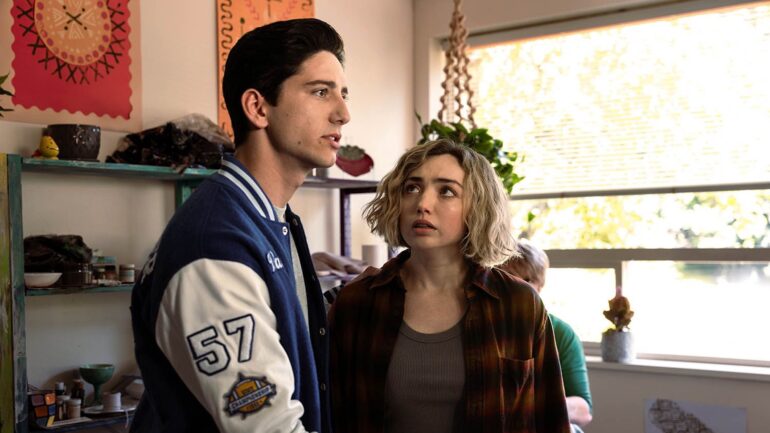 Milo Manheim and Peyton List as Wally and Maddie in School Spirits Season 2