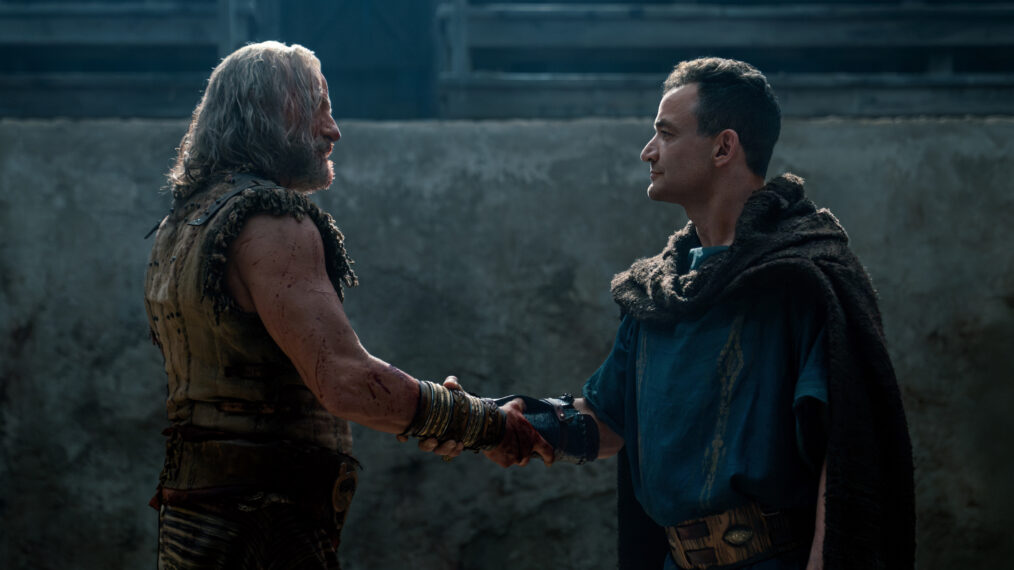 Graham McTavish as Korris, Nick E. Tarabay as Ashur in 'Spartacus: House of Ashur' Episode 7