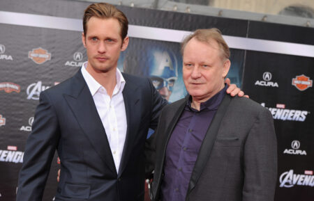 Actors Stellan Skarsgard (L) and Alexander Skarsgard arrive at the premiere of Marvel Studios' 