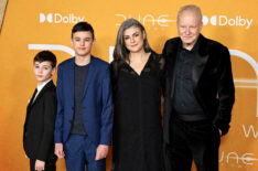 Ossian Skarsgård, Kolbjörn Skarsgard, Megan Everett-Skarsgard and Stellan Skarsgård attend the 'Dune: Part Two' premiere at Lincoln Center on February 25, 2024 in New York City