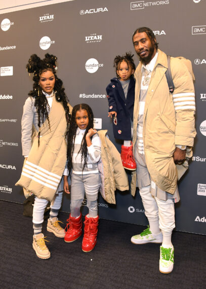 Teyana Taylor, Iman Tayla Shumpert Jr., Rue Rose Shumpert, and Iman Shumpert attend the 2023 Sundance Film Festival 
