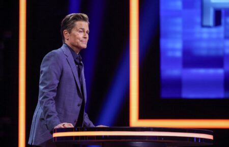 THE FLOOR: Rob Lowe (C) with contestants in the 