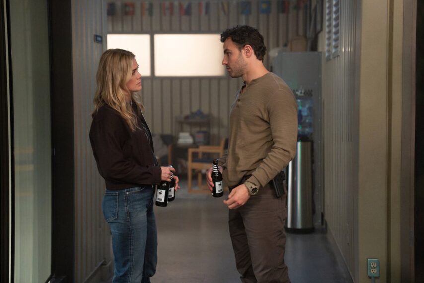 Melissa Roxburgh as Rebecca Henderson, Josh McKenzie as Shane Florence — 'The Hunting Party' Season 2 Premiere "Ron Simms"