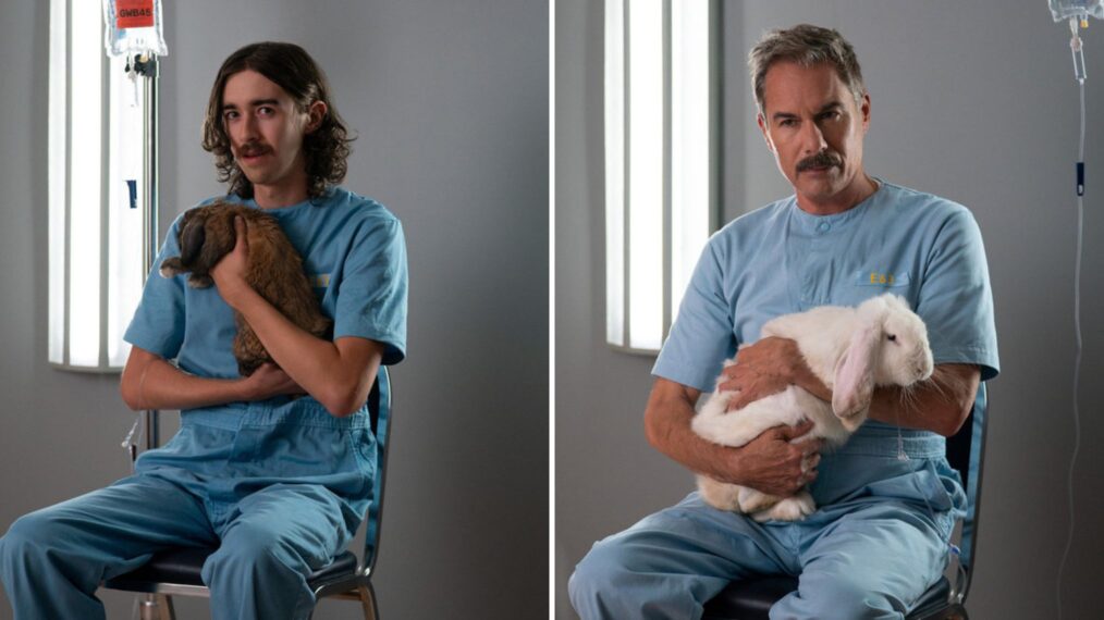 Finnigan McCormack as Young Ron Simms, Eric McCormack as Ron Simms — 'The Hunting Party' Season 2 Premiere "Ron Simms"