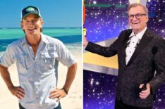 (from left) Jeff Probst in promo for 'Survivor 50' (right) Drew Carey on 'The Price Is Right at Night'