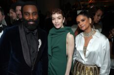 Tramell Tillman, Britt Lower and Chief Content Officer of Netflix Bela Bajaria attend Netflix's Golden Globe afterparty 2026