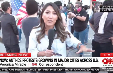 CNN's Veronica Miracle reporting from anti-ICE protest in Los Angeles, California, on January 30, 2026