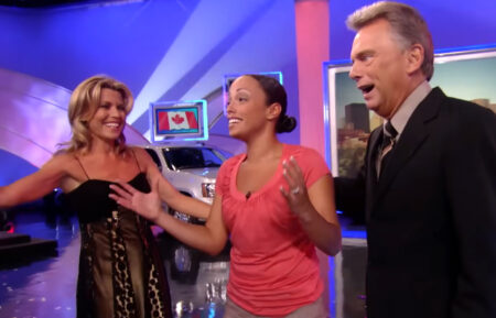 Vanna White, Michelle Loewenstein, and Pat Sajak on 'Wheel of Fortune' in 2008