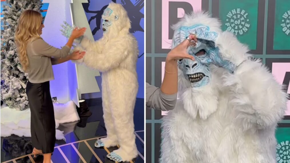 Maggie Sajak and a Yeti on the set of 'Wheel of Fortune'