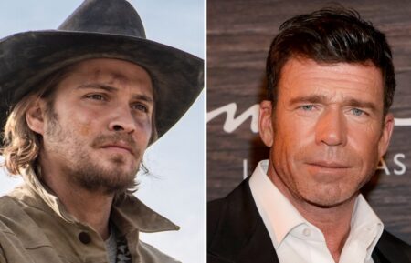 Luke Grimes as Kayce Dutton in 'Yellowstone'; 'Yellowstone' creator Taylor Sheridan