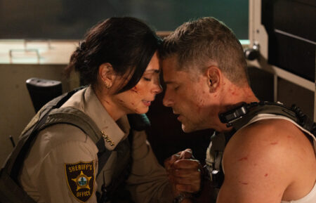 Morena Baccarin as Sheriff Mickey Fox and Matt Lauria as Boone — 'Sheriff Country'