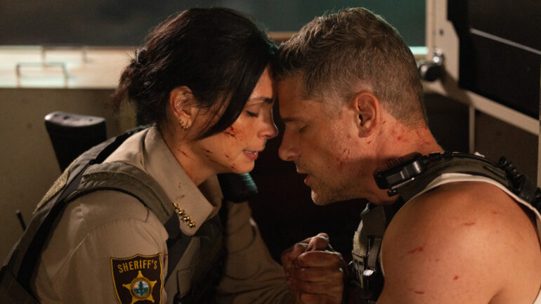 Morena Baccarin as Sheriff Mickey Fox and Matt Lauria as Boone — 'Sheriff Country'