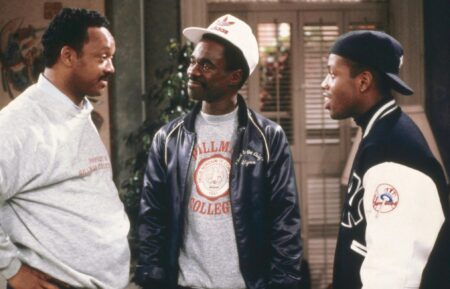A DIFFERENT WORLD, from left: Jesse Jackson, Glynn Turman, Kadeem Hardison, 'Citizen Wayne,' (season 2, episode 21, aired April 27, 1989), 1987-1993, © NBC/courtesy Everett Collection