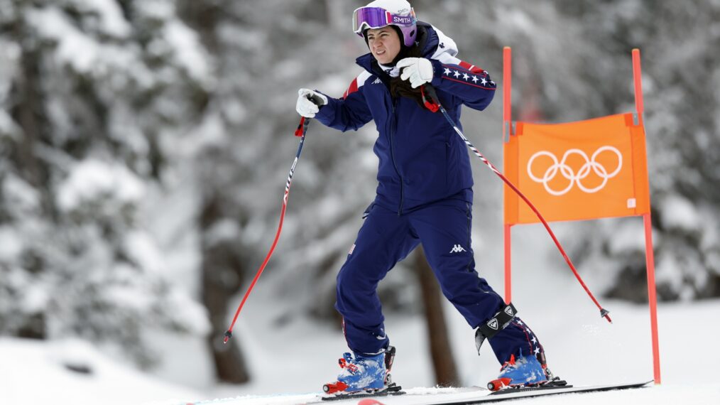 CORTINA D'AMPEZZO, ITALY - FEBRUARY 6: Jacqueline Wiles of Team United States inspects the course skis during the Women's Downhill training on day zero of the Milano Cortina 2026 Winter Olympics at Tofane Alpine Skiing Centre on February 6, 2026 in Cortina d'Ampezzo, Italy. (Photo by Christophe Pallot/Agence Zoom/Getty Images)