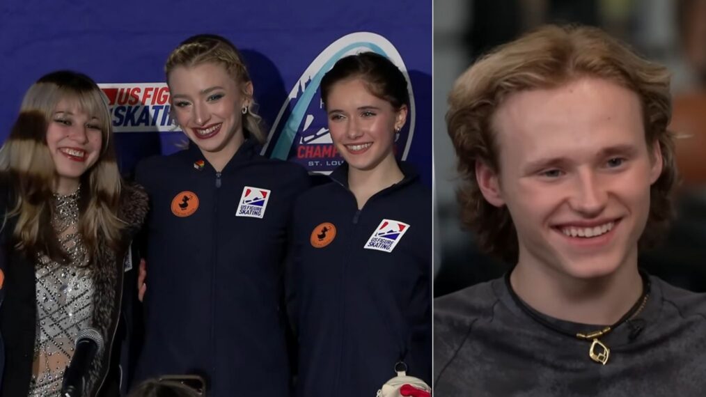 Alysa Liu, Amber Glenn, and Isabeau Levito at the 2026 Prevagen U.S. Figure Skating Championships, January 9, 2025; Ilia Malinin on the February 1 episode of CBS' 'CBS Sunday Morning.'