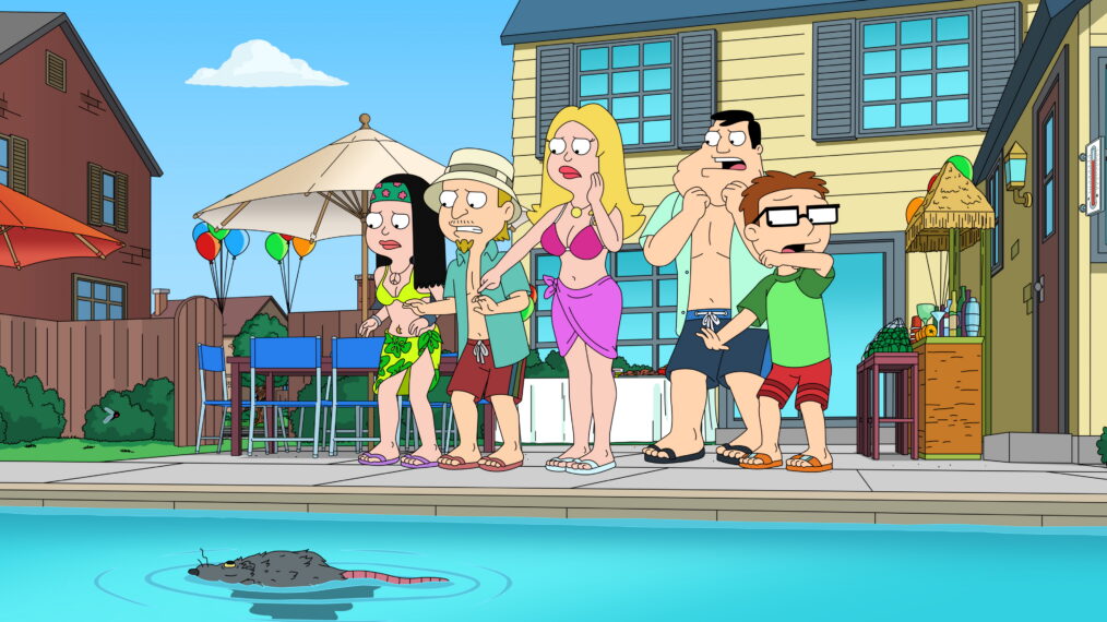 AMERICAN DAD: The Smiths are having a pool party!&nbsp; Everyone is coming, including Francines sister and Steves ex!&nbsp; Wait, is that a dead rat in the pool? in the all-new Aw Rats, A Pool Party Season 20 premiere episode of AMERICAN DAD airing Sunday, Feb. 22 (9:00-9:30 PM ET/PT) on FOX. AMERICAN DAD  © 2026 by 20th Television