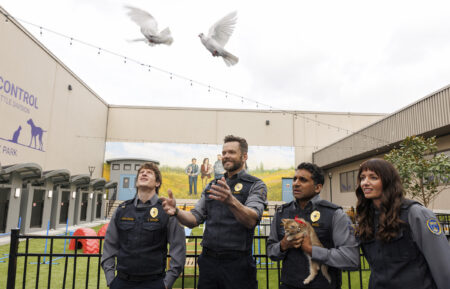 ANIMAL CONTROL: L-R: Michael Rowland, Joel McHale, Ravi Patel and Grace Palmer in the 