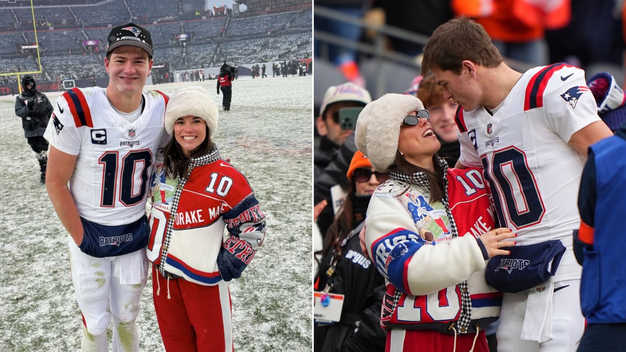 Ann Michael Maye and Drake Maye of the New England Patriots