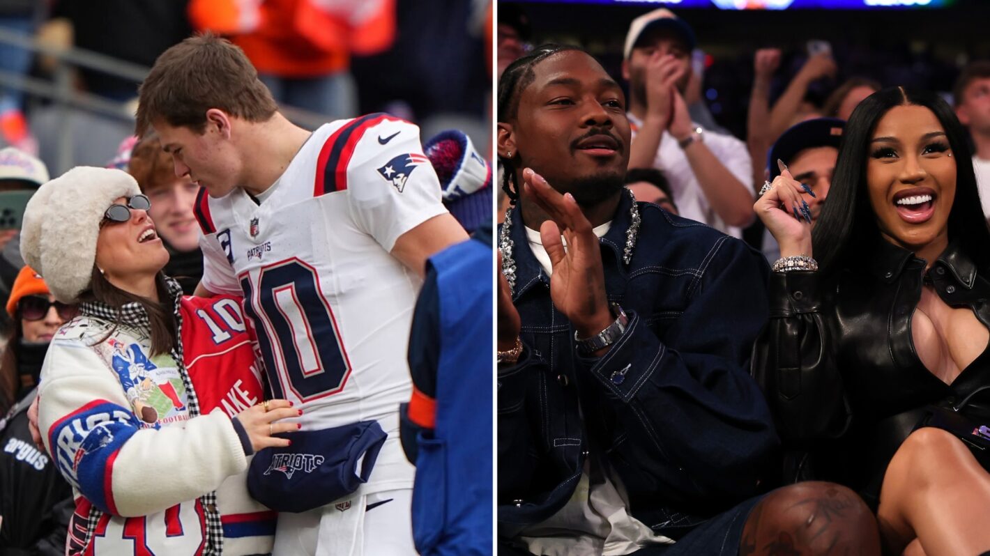 Ann Micheal Maye and Drake Maye, and Stefon Diggs and Cardi B