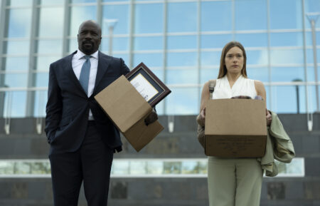CBS Original Series CUPERTINO scheduled to air THURSDAYS (10:00 PM ET/PT). A wronged lawyer (Mike Colter) partners with a promising young attorney (Rachel Keller) to stand up against the Giants of Silicon Valley in a David vs. Goliath battle. Pictured (L-R): Mike Colter as Michael Price and Rachel Keller as Oliva Siffre. Photo: Elizabeth Fisher/CBS ©2026 CBS Broadcasting, Inc. All Rights Reserved.