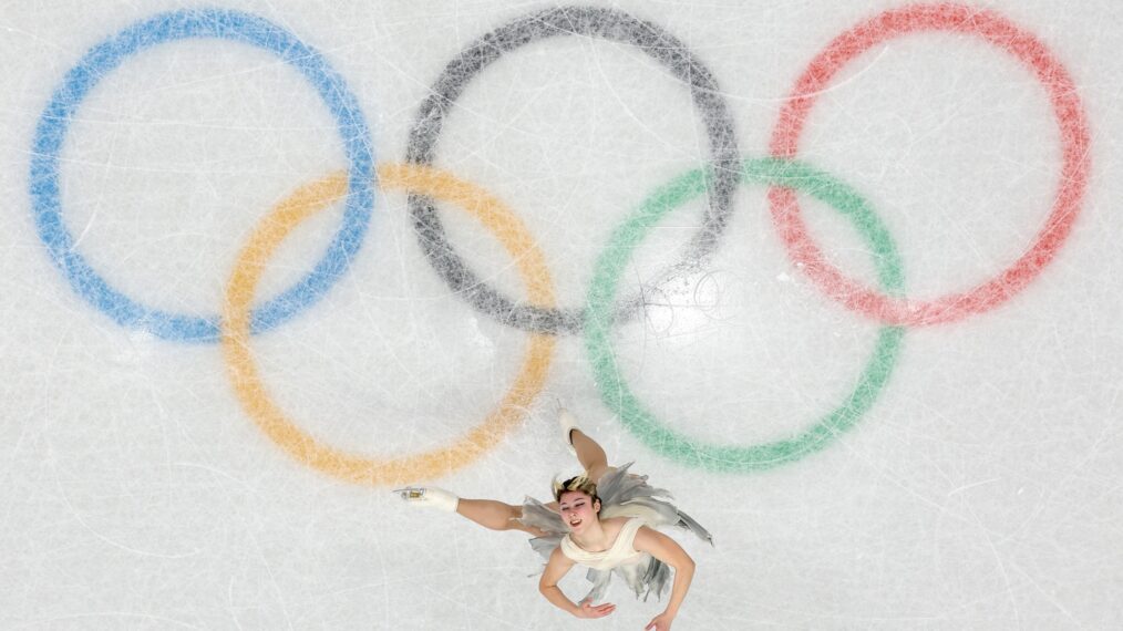 MILAN, ITALY - FEBRUARY 06: (EDITORS NOTE: Image was captured using a robotic camera positioned above the field of play.) Alysa Liu of Team United States competes in the Women's Single Skating - Short Program on day zero of the Milano Cortina 2026 Winter Olympic games at Milano Ice Skating Arena on February 06, 2026 in Milan, Italy. (Photo by Jared C. Tilton/Getty Images)