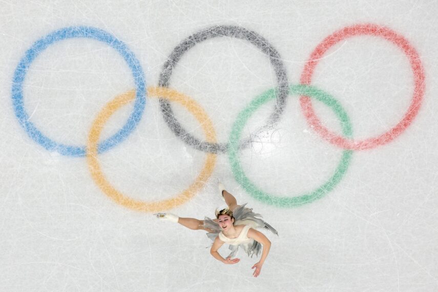 MILAN, ITALY - FEBRUARY 06: (EDITORS NOTE: Image was captured using a robotic camera positioned above the field of play.) Alysa Liu of Team United States competes in the Women's Single Skating - Short Program on day zero of the Milano Cortina 2026 Winter Olympic games at Milano Ice Skating Arena on February 06, 2026 in Milan, Italy. (Photo by Jared C. Tilton/Getty Images)