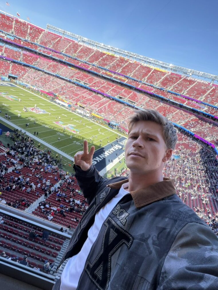 Robert Irwin in the stands at the 2026 Super Bowl