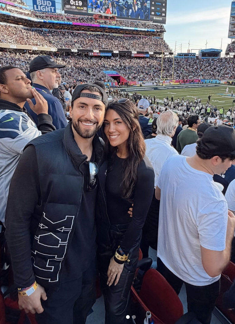 The Bachelor's Jason Tartick and Kathryn Hurley at the Super Bowl 2026