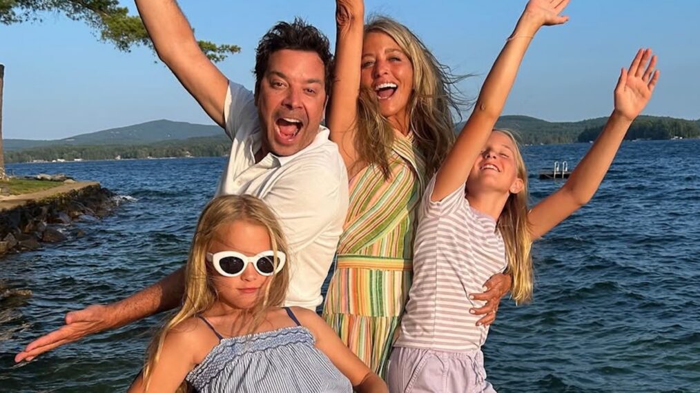 Jimmy Fallon and Nancy Juvonen with kids Franny and Winnie, Instagram, August, 31, 2025.