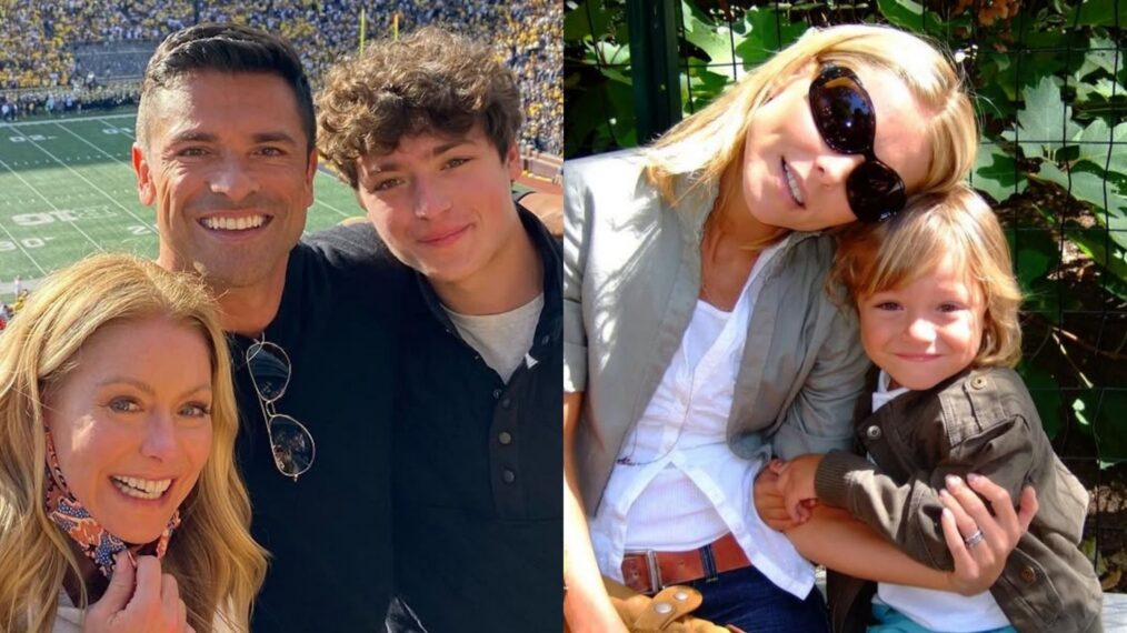 Kelly Ripa, Mark Consuelos, and Joaquin Consuelos, Instagram, September 25, 2021; Kelly Ripa and Joaquin Consuelos, Instagram, February 24, 2026.