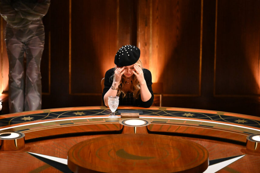 THE TRAITORS -- "Do You Know the Enemy?" Episode 410 -- Pictured: Tara Lipinski -- (Photo by: Euan Cherry/PEACOCK)